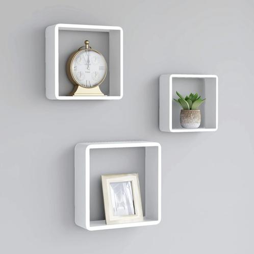 vidaXL Wandschappen kubus 3 st MDF wit, Huis en Inrichting, Kasten | Wandmeubels, Nieuw, Verzenden