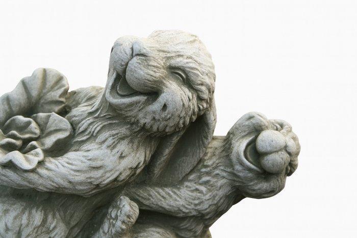 sculptuur, Konijnen met wortel - 20 cm - Composiet, Antiquités & Art, Curiosités & Brocante