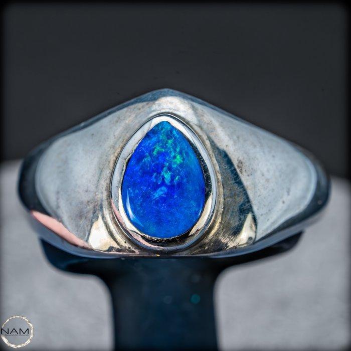 Natuurlijk Boulder-Opal-ring uit Australië – 925 zilver, Verzamelen, Mineralen en Fossielen