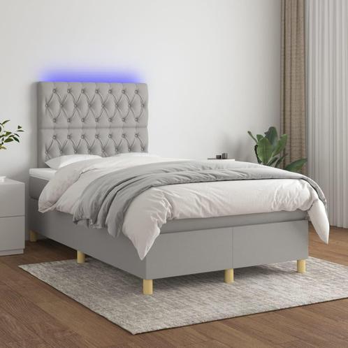 vidaXL Boxspring met matras en LED stof lichtgrijs 120x200, Huis en Inrichting, Slaapkamer | Bedden, Nieuw, Verzenden