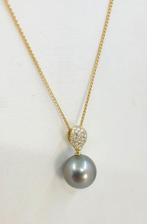 Ketting met hanger Geel Goud - 14mm Pauw Tahitiaanse Parels