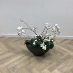 Tweedehands stenen plantenbak met Orchidee kunstplant, 90 cm