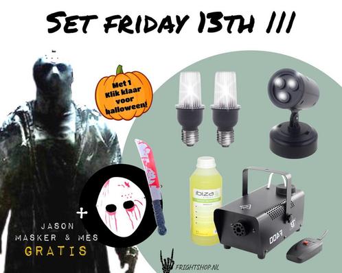 Halloweenset Friday 13th Rookmachine, Blacklight En Bliksem, Musique & Instruments, Lumières & Lasers