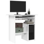 vidaXL Bureau 80x45x74 cm bewerkt hout hoogglans wit, Verzenden