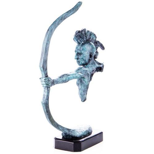 Figuur - Moderne Western Bronzefigur Indianer mit Bogen mit, Antiek en Kunst, Curiosa en Brocante