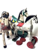 Figurine - Antieke houten paarden X 3 (3) - Bois, Antiek en Kunst