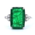 Ring Platina - 5.39ct. tw. Smaragd - Diamant, Nieuw