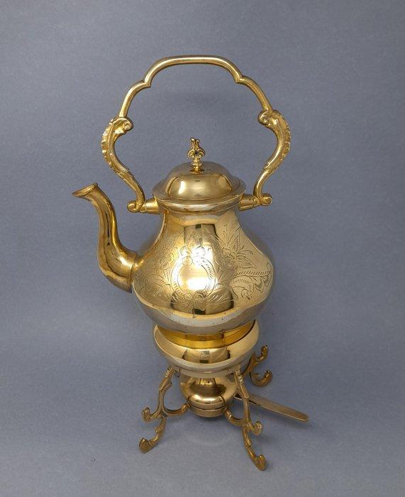 Bouilloire sur pied et brûleur - Laiton moulé - Design, Antiek en Kunst, Curiosa en Brocante