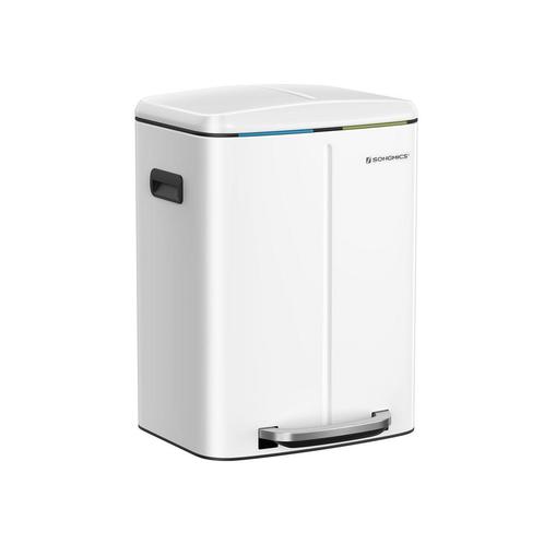 Vuilnisbak 40L, 2 vakken - Wit | Retour Deal | -40%, Huis en Inrichting, Woonaccessoires | Prullenbakken, Minder dan 50 cm, 40 liter of meer