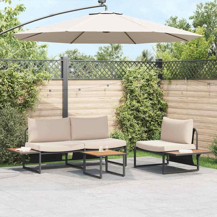 vidaXL Salontafel Bruin Staal, Tuin en Terras, Tuinsets en Loungesets, Nieuw, Verzenden