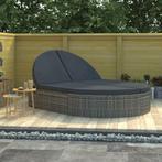 vidaXL Ligbed met kussens 2-persoons poly rattan grijs, Jardin & Terrasse, Chaises longues, Verzenden