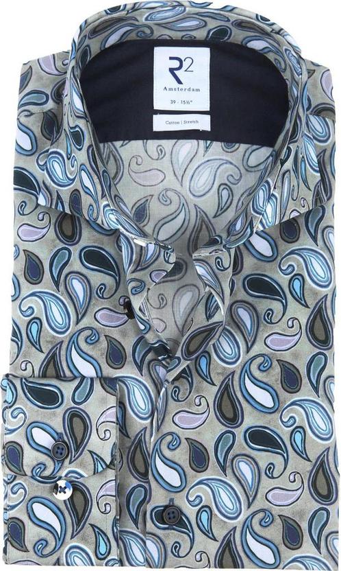R2 Overhemd Print Grijs maat 47 Heren, Vêtements | Hommes, Vêtements de marque | Chemises, Envoi