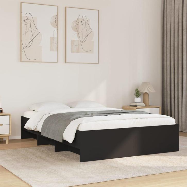 vidaXL Bedframe bewerkt hout zwart 140x200 cm, Huis en Inrichting, Slaapkamer | Bedden, Nieuw, Verzenden