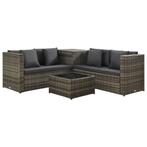 vidaXL 4-delige Loungeset met kussens poly rattan grijs, Verzenden, Loungeset