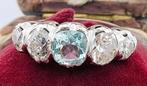 Bague Platine Aigue-marine - Diamant, Handtassen en Accessoires, Ringen, Nieuw