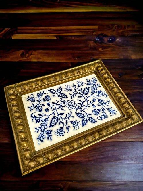 Plateau de table vintage peint à la main - Porcelaine, Antiquités & Art, Antiquités | Verre & Cristal
