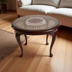Chippendale - Table basse - ronde cannage sous verre -