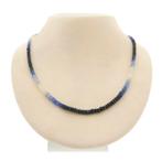 Multikleurige saffier kralen ketting met gouden slot | 45 cm, Gebruikt, Overige kleuren, Ophalen of Verzenden, Met edelsteen