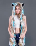 Hood Wolf Muts Lapjes Bruin Wit Blauw Skimuts Bontmuts Spiri, Ophalen of Verzenden