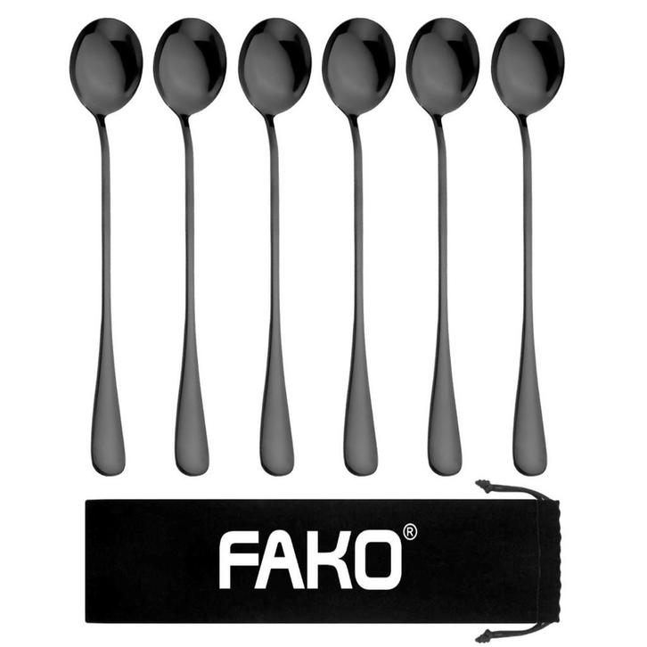 Fako Bijoux - 6 Lange Ronde Lepels - Latte Macchiato -, Huis en Inrichting, Keuken | Bestek, Verzenden