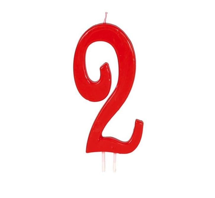 Rode Kaars 2 Jaar 12cm, Hobby en Vrije tijd, Feestartikelen, Nieuw, Verzenden