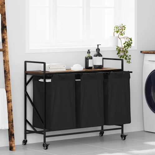 vidaXL Wasmand 3 vakken met planken gerookt eikenkleurig, Huis en Inrichting, Woonaccessoires | Overige, Nieuw, Verzenden