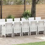 vidaXL Tuin Eettafel Set 17 pcs Wit Polt riet, Tuin en Terras, Verzenden, Nieuw