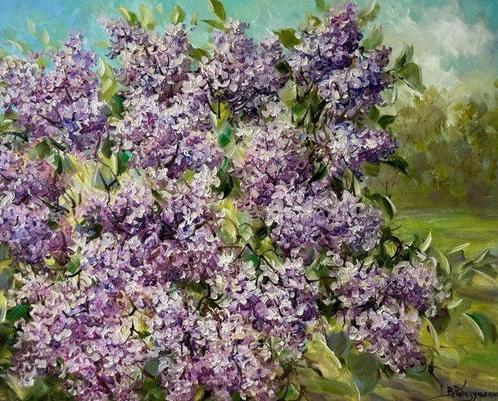 Rabazulkina Valentina (1964) - Bouquet of spring lilac, Antiquités & Art, Art | Peinture | Moderne