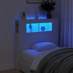 vidaXL Tête de lit à LED blanc 100x18,5x103,5 cm bois, Neuf, Verzenden