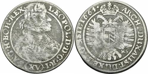 Rdr Schlesien Leopold 15 Kreuzer 1664 Shs Breslau Haus Ha..., Postzegels en Munten, Munten | Europa | Niet-Euromunten, België