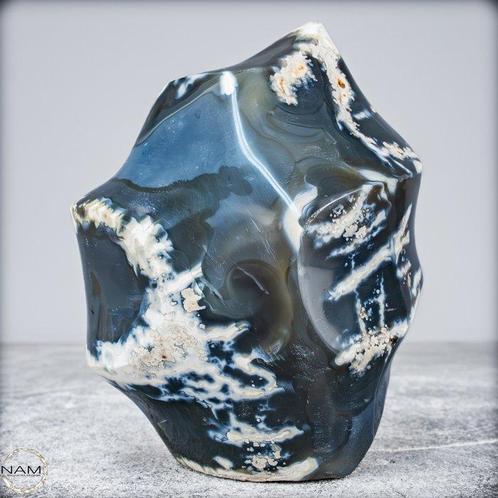 Agate naturelle rare Orca Flamme- 1495.31 g, Verzamelen, Mineralen en Fossielen