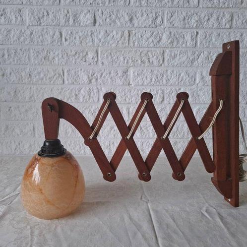Schaarlamp - Hout, Glas - Vintage schaarlamp, Antiek en Kunst, Kunst | Designobjecten