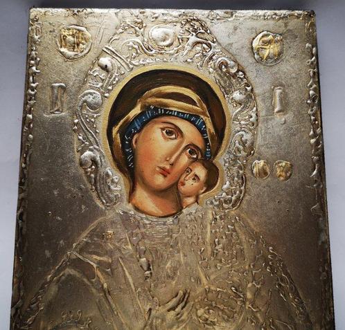 Icône - La Sainte Mère de Dieu, icône peinte à la main -, Antiek en Kunst, Antiek | Boeken en Manuscripten