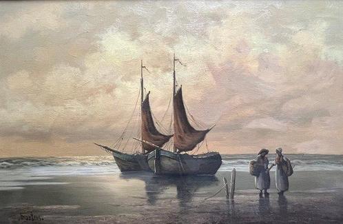 Martens (XX) - Stimmungsvolle Meerlandschaft mit Segelbooten, Antiek en Kunst, Kunst | Schilderijen | Klassiek