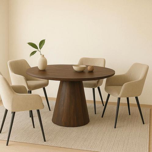 Mangohouten eettafel Mick rond bruin 110cm, Huis en Inrichting, Tafels | Eettafels, Nieuw, Overige houtsoorten, Rond, Verzenden