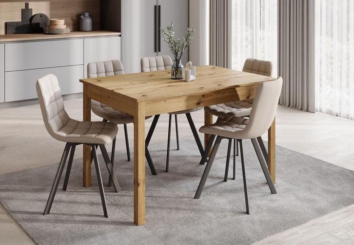 Meubella rechthoekige eettafel eiken 160x80cm Uitschuifbaar, Huis en Inrichting, Tafels | Eettafels, Nieuw, 50 tot 100 cm, Verzenden