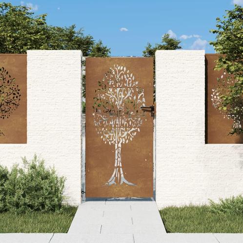 vidaXL Poort 85x175 cm boomontwerp cortenstaal, Tuin en Terras, Tuinpoorten, Nieuw, Verzenden