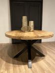 Table NEUVE EMBALLEE ronde manguier massif pied métal noir