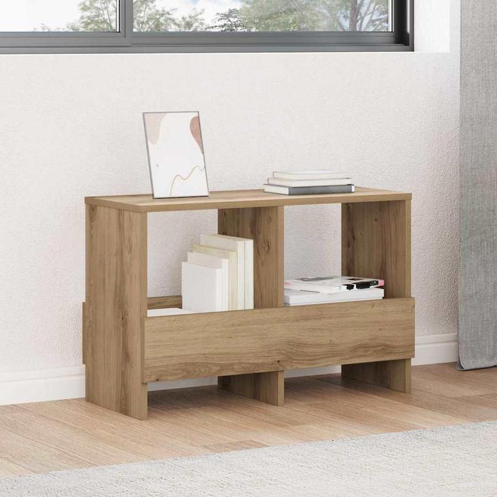 vidaXL Tijdschriftenrek Artisan Eiken 68,5 x 30 x 45 cm, Huis en Inrichting, Woonaccessoires | Krantenbakken en Lectuurbakken