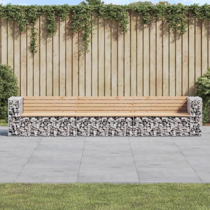 vidaXL Tuinbank schanskorfontwerp 347x71x65,5 cm massief, Tuin en Terras, Tuinsets en Loungesets, Nieuw, Verzenden