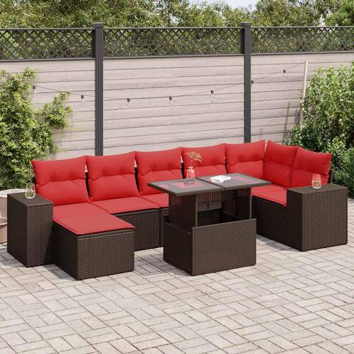 vidaXL 8-delige Loungeset met kussens poly rattan acacia, Tuin en Terras, Tuinsets en Loungesets, Loungeset, Nieuw, Verzenden