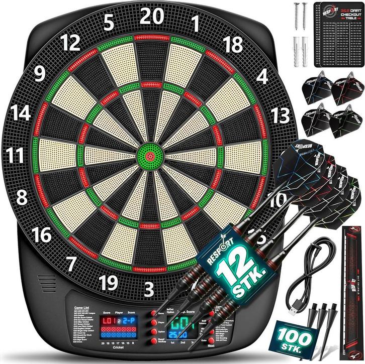 Elektrisch Dartbord - Met 12 darts - Dartboard - RE:SPORT •, Sport en Fitness, Darts, Nieuw, Verzenden