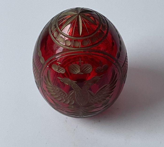 Fabergé ei - rood - Kristal - dubbelkoparend, Antiek en Kunst, Curiosa en Brocante