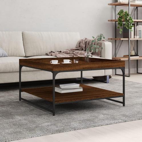 vidaXL Salontafel 80x80x45 cm bewerkt hout en ijzer bruin, Huis en Inrichting, Tafels | Salontafels, Nieuw, Verzenden
