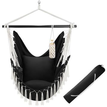 tectake Hangstoel Malika, boho-stijl, draagkracht 150kg - zw, Verzenden