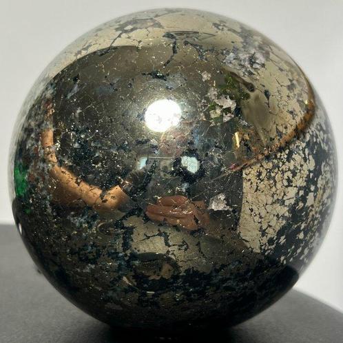 pyriet Fine Large Pyrite AAA Sphere - Hoogte: 10.28 cm -, Verzamelen, Mineralen en Fossielen