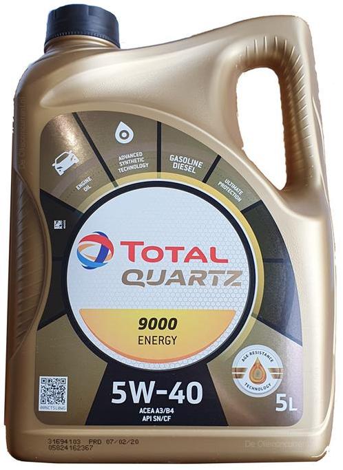 Total 5W40 Quartz 9000 Energy 5L, Auto diversen, Onderhoudsmiddelen, Ophalen of Verzenden