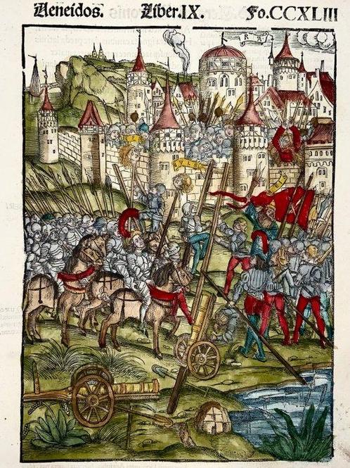 Master of Gruninger Workshop, Virgil - Trojan Siege, Battle,, Antiek en Kunst, Antiek | Boeken en Manuscripten
