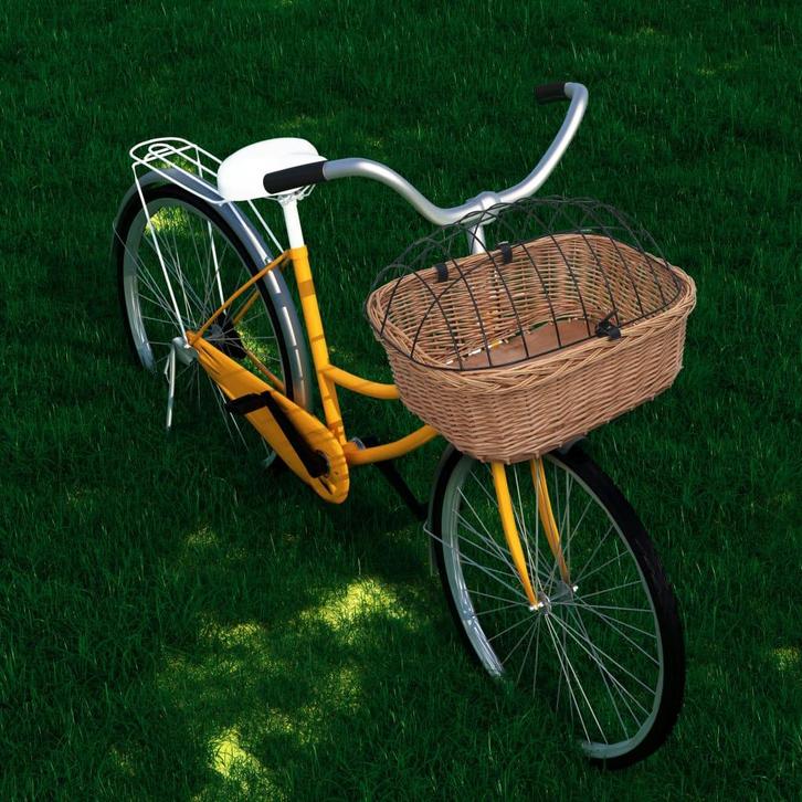 vidaXL Fietsstuurmand met deksel 50x45x35 cm natuurlijk, Vélos & Vélomoteurs, Accessoires vélo | Autres Accessoires de vélo, Envoi