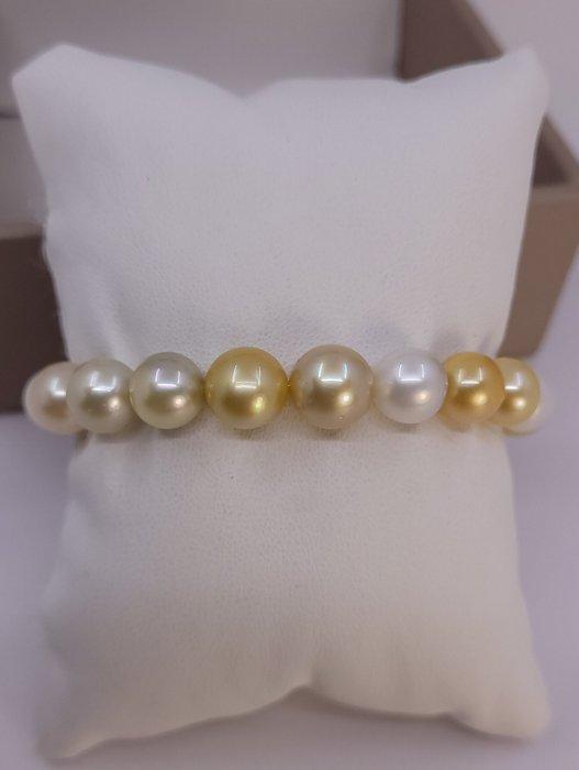 Armband Gouden en witte South Sea parels - 8x10mm, Handtassen en Accessoires, Armbanden